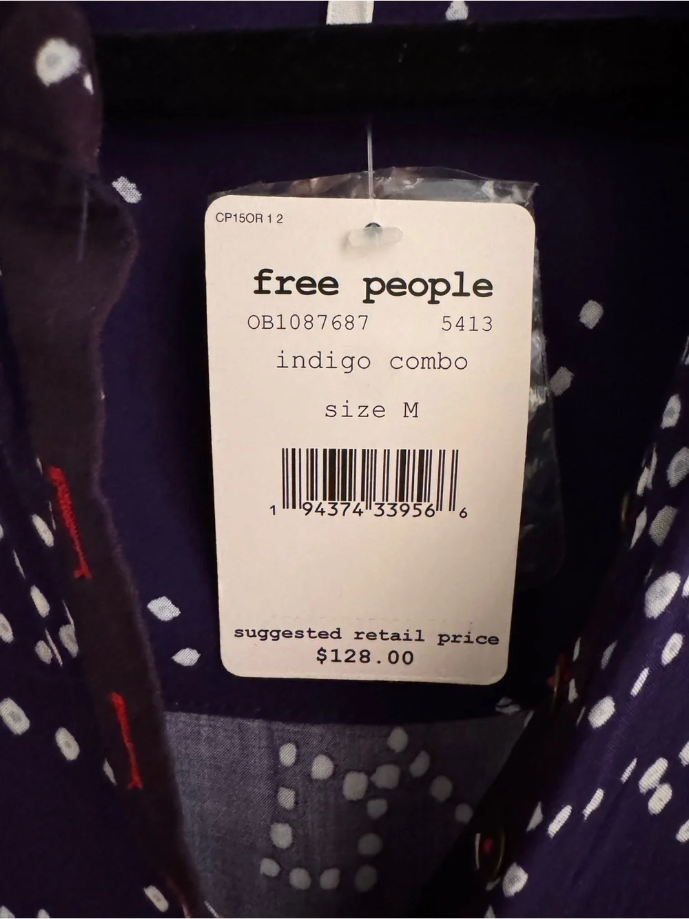 Free People Navy & Magenta Printed Boho Dress
